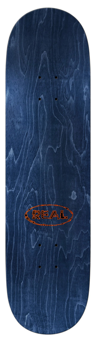 REAL Skateboards 8.38 inch Zion Artificial pro model skateboard deck with True Fit construction and original artwork by Clay Halling, 31.75 inch length and 14 inch wheelbase