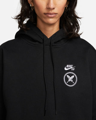 Nike SB Yuto Horigome Fleece Skate Pullover Hoodie in black with embroidered graphics.