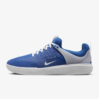 Nike SB Nyjah 3 in Game Royal White, featuring Zoom Air cushioning and durable, flexible design.