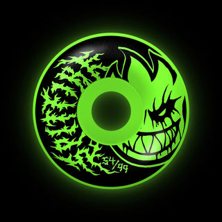 Spitfire 54mm Formula Four 99a Deathmask II Radial Full glow skateboard wheels.