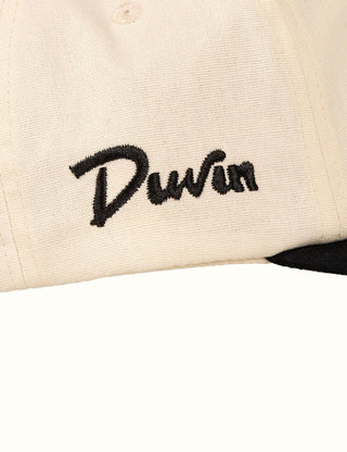Duvin Shark Hat in Antique with embroidered shark graphic and contrasting black brim.