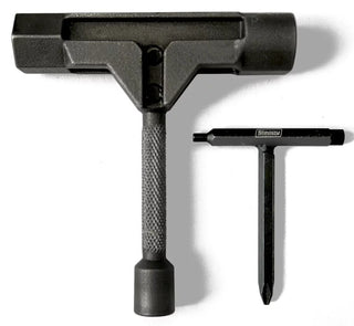 Slappy ST2 skate tool in black with kingpin, axle, hardware sockets, griptape file, allen keys, Phillips head.