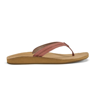OluKai Women's Southshore Sandal in Dusty Pink Coral/Golden Sand — waterproof full-grain leather straps, soft cushioned footbed, Wet Grip Rubber® outsole, and lightweight durable construction