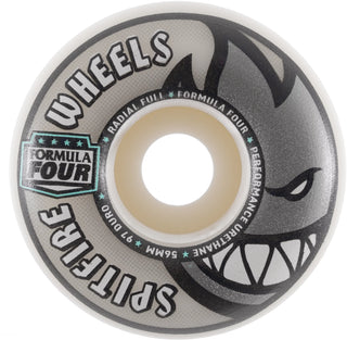 Spitfire Formula 4 Radial Full wheels, 54mm, 97a durometer, natural color, set of four skateboard wheels.
