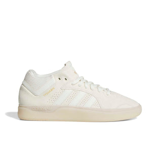 adidas Skateboarding Tyshawn Shoes in Off White/Gold Metallic — Tyshawn Jones signature skate shoe with leather upper, Adituff toe reinforcement, Adiprene sockliner, and EVA midsole
