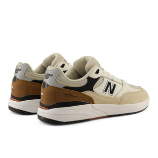 New Balance Numeric Andrew Reynolds 933 shoes in Quicksand and Sea Salt with suede, mesh, and low-top design.