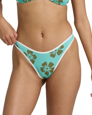 Billabong Last Summer Skimpy Hike Bottom in Ocean Spray colorway with high-cut leg and contrast piping detail