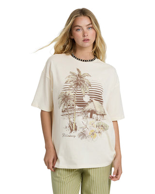 Billabong Will Find Me Here Short Sleeve Tee in White Cap - oversized graphic tee with relaxed fit and coastal vibe