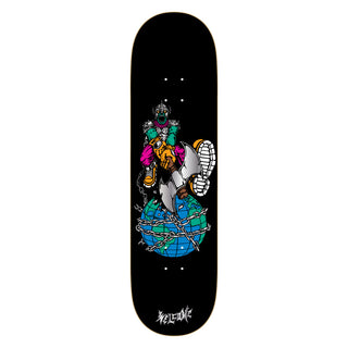 "Unchained on Popsicle" skateboard deck by Welcome Skateboards, black and silver foil, 8.75" width, designed by Jason Celaya.