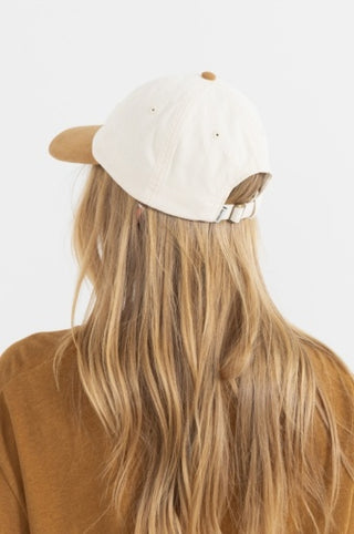 Rhythm Surf Cap in natural cotton canvas, contrast peak, front embroidery, adjustable metal slider.