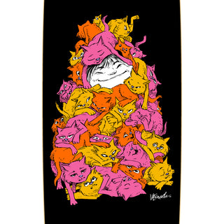 Nora Vasconcellos pro model "Purr Pile on Sphynx" by Welcome Skateboards, 8.8" width, artwork by Daniel Vasconcellos.