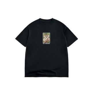 April Skateboards Marsupial Tee in Black with front graphic on heavyweight garment-dyed cotton construction.