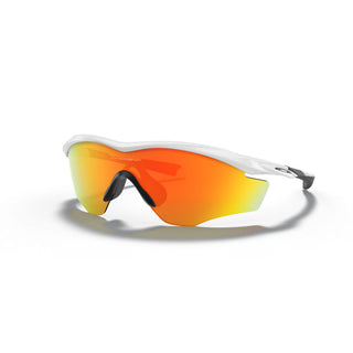 "Oakley M2 Frame XL sunglasses in Polished White frame with Fire Iridium lenses — sport performance sunglasses with UV400 protection"