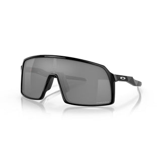 "Oakley Sutro sunglasses in Polished Black frame with Prizm Black lenses — bold shield sport sunglasses with UV400 protection"
