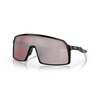 Oakley Sutro sunglasses, Polished Black frame, Prizm Snow Black Iridium lenses, high-wrap shield, designed for urban cycling.