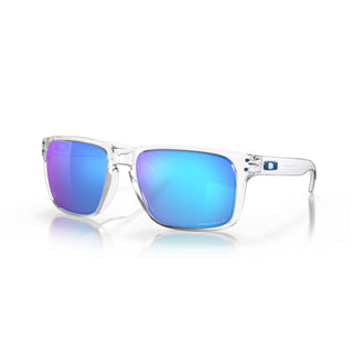 Oakley Holbrook XL Prizm Polar Sunglasses in Clear with Prizm Sapphire Polar lenses, iconic keyhole bridge and metal rivets O Matter lightweight frame with three-point fit, Plutonite lens with 100% UVA UVB protection up to 400nm, HDO optics, 12% light transmission, fits medium to extra large faces