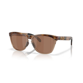 Oakley Frogskins Range XL Prizm Polar Sunglasses in Brown Tort and Brown Smoke with Prizm Tungsten Polar lenses, O-Matter injection molded thermoplastic XL frame with Unobtainium nosepad, 14% light transmission bronze base lens optimized for bright light, classic 1980s Frogskins silhouette engineered for larger heads