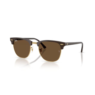 Ray-Ban Clubmaster Classic sunglasses in Polished Brown and Gold with Dark Brown lenses — iconic square acetate frame with adjustable nosepads and 100% UV protection.

