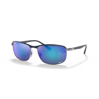 Ray-Ban RB3671 Polarized+ Sunglasses - Blue on Gunmetal/Polar Grey Mirror Blue