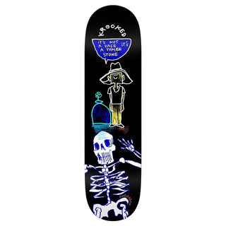 Krooked Manderson Tombe Stone 8.38" Mike Anderson pro skateboard deck with 7-ply maple construction and Mark Gonzales artwork.