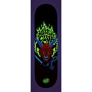 Santa Cruz Stranger Things Hellfire Club Deck with multicolor glow-in-the-dark graphics, 8.25-inch ATV shape.