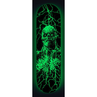 Santa Cruz Stranger Things Vecna Deck in glow-in-the-dark green with 8.5-inch ATV shape.