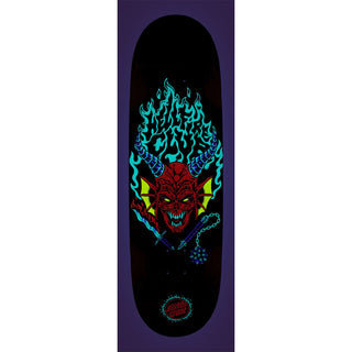 Santa Cruz Stranger Things Hellfire Club Flames Deck with multicolor glow graphics and 9-inch egg shape.