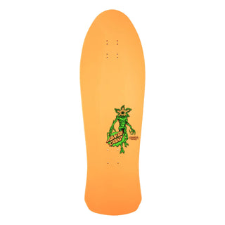 Santa Cruz Stranger Things Salba Demogorgon Deck, glow-in-the-dark orange board with Cruz Missile II concave.
