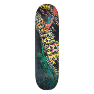 Creature 9.0 inch Willis Kimbel Deep Dive skateboard deck with surreal artwork by Violet Aveline and prismatic foil underlay.