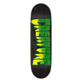 Creature 9.0 Logo Spray Stumps skateboard deck with green spray fade graphic.