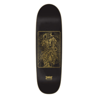 Creature Fortress LG VX Egg skateboard deck 9.25″ with gold foil graphic, egg shape, and VX construction.