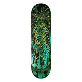 Creature Worthington Skullburn VX skateboard deck 8.6″ with green foil graphic and ATV concave shape.