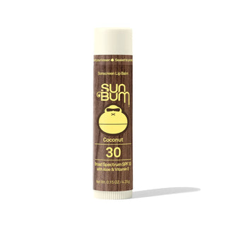Image of Sun Bum's SPF 30 Sunscreen Lip Balm - Coconut, infused with Aloe and Vitamin E for moisturizing and sun protection.