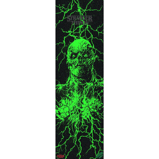Santa Cruz Stranger Things Vecna glow-in-the-dark Mob Griptape with pro silicon-carbide grit and bubble-free, tear-proof design.