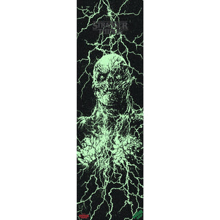 Santa Cruz Stranger Things Vecna glow-in-the-dark Mob Griptape with pro silicon-carbide grit and bubble-free, tear-proof design.