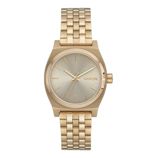 Nixon Medium Time Teller Watch, Light Gold case with Vintage White dial and stainless steel bracelet.