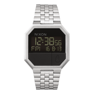 Nixon Re-Run Black Watch, Vintage-inspired Re-Run digital watch in Silver and black.