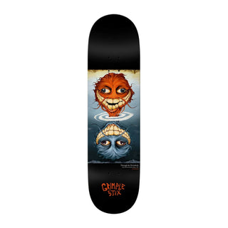 Antihero Grimple Stix Fine Art 8.5 skateboard deck with Grimple mascot graphic, “Through The Wormhole” artwork.