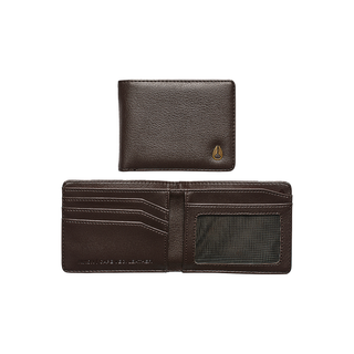 Nixon Cape Vegan Leather Wallet in Brown - Stylish wallet with currency sleeve, ID window, and RFID protection.