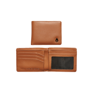 Nixon Cape Vegan Leather Wallet in Saddle - Stylish wallet with currency sleeve, ID window, and RFID protection.