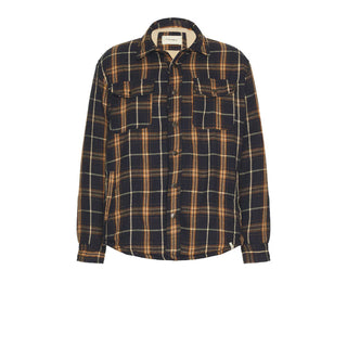 Critical Slide Ranger Check Jacket in Blue with fleece lining and four-pocket cotton construction.