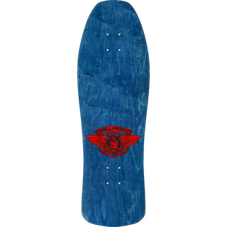 “Powell Peralta Ray Underhill Cross Reissue skateboard deck in navy with gold chain and cross graphics and gold Underhill lettering.”