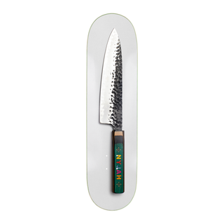Nyjah Huston Pro Model skateboard deck, Team Knife graphic, assorted veneer, by Disorder Skateboards.