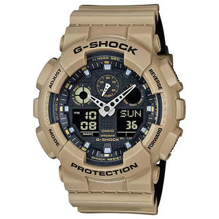 G-SHOCK GA100L-8A Analog-Digital Watch, bi-color band with military motif.
