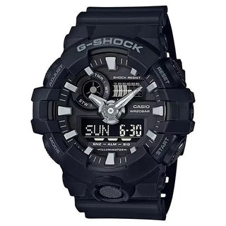G-SHOCK GA700-1B black analog-digital watch with 3D face and bold hands.