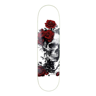 Disorder 8.125" Grateful Head deck with limited heat transfer graphic and mixed color top veneer for street skating.