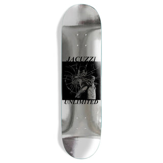 Jacuzzi Unlimited Smash Jet Ski Popsicle Skateboard Deck 8.25 inches, Epoxy 7 Jet Ski Class construction with 7-ply 100% North American Maple and epoxy glue, wider board shorter wheelbase for faster flips, popsicle shape mellow concave steep kick, split top color veneers individually pressed, 31.6 inch length 13.75 inch wheelbase