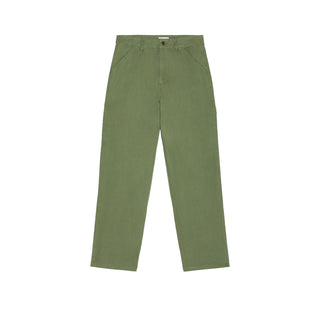 Rhythm Market Pant in Olive, lightweight 100% cotton twill straight-leg trouser with classic four-pocket styling and zip fly with button closure