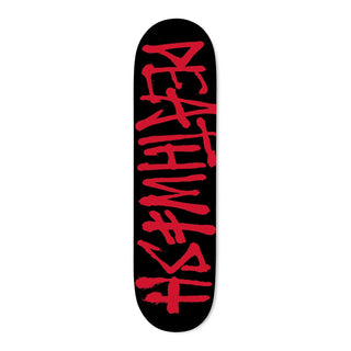 Deathwish Deathspray Skateboard Deck in Black/Red — 100% hard rock Canadian maple with classic team logo graphic. Available in 8.25" Deep Concave and 8.5" Mellow Concave.