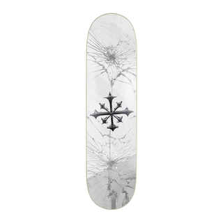 Disorder Skateboards Shattered Deck featuring a shattered glass graphic. This skateboard deck is made of premium 7-ply maple wood for strength and durability.